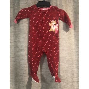 NWT Deer and Bear Girls 1 Piece Footed Pajama - Sz 12 Months